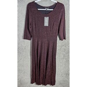 LBisse Women Red Metallic Fit & Flare Whimsigoth Grunge Maxi Dress Womens Sz L